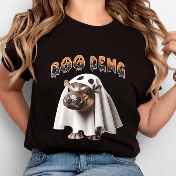 Gildan Other - Halloween Funny Tee, Unisex Bella Canvas T-Shirt, Ghost Pygmy Hippo Tee